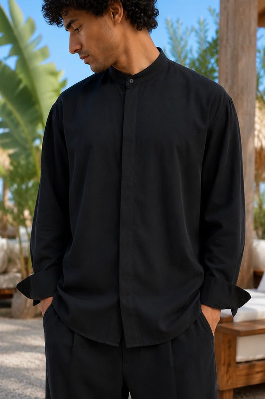 Relaxed Tencel Shirt in Black