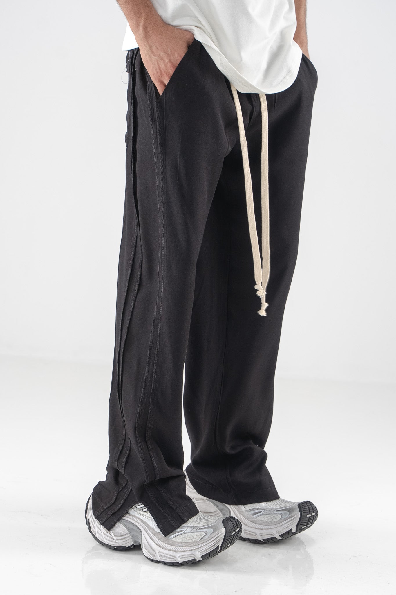 FERE STUDIOS PANTS BAGGY DOUBLE LANE IN BLACK