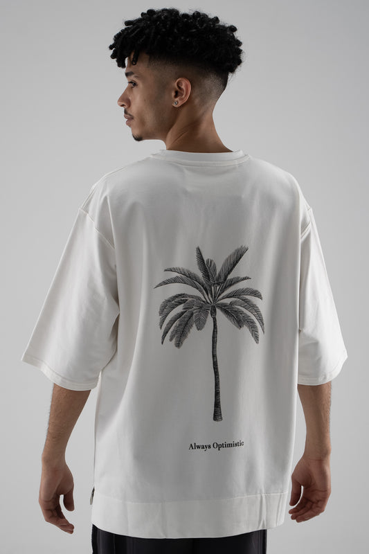 FERE STUDIOS T-SHIRT PALM IN OFF WHITE