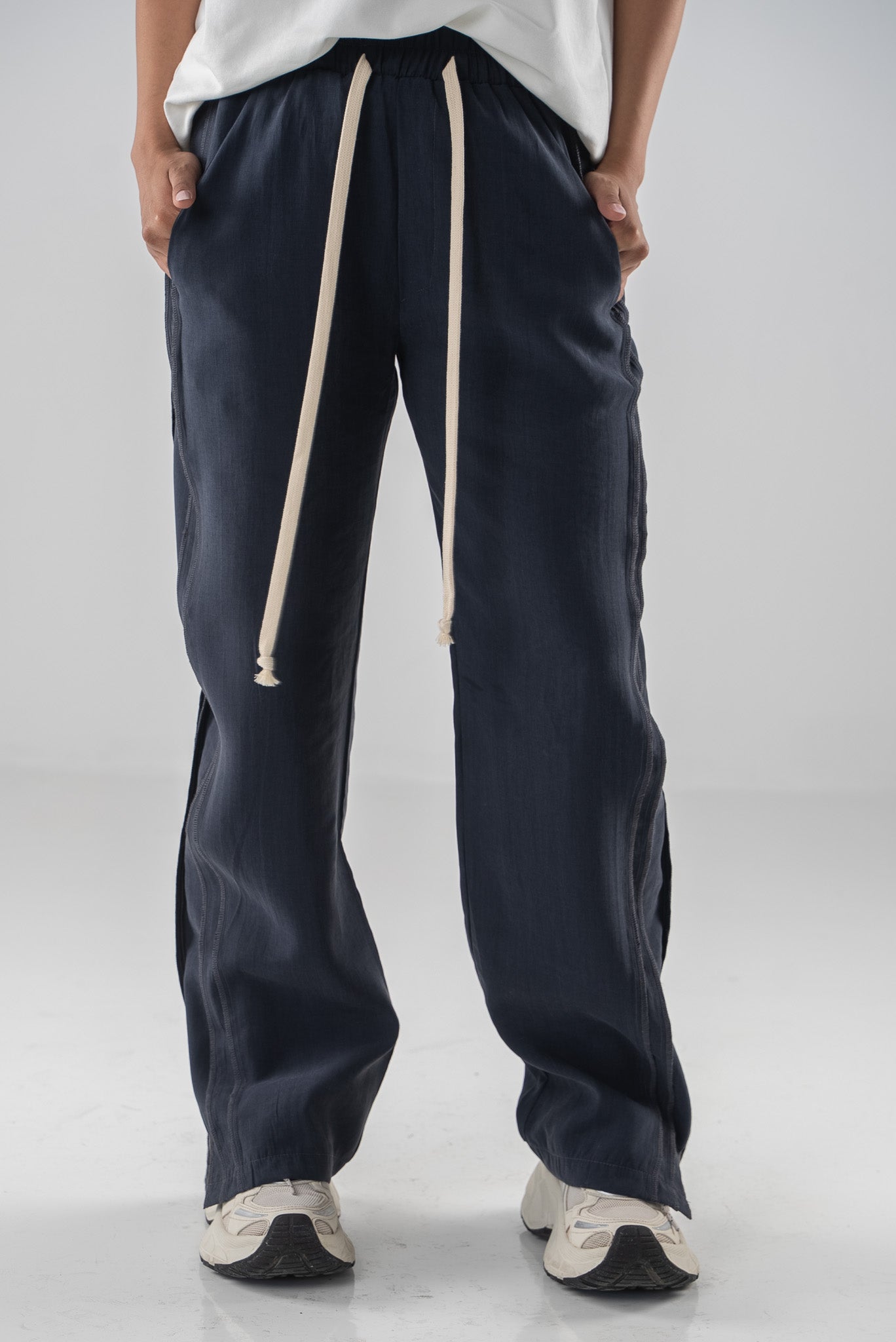 FERE STUDIOS PANTS BAGGY DOUBLE LANE IN GREY ANTHRACITE