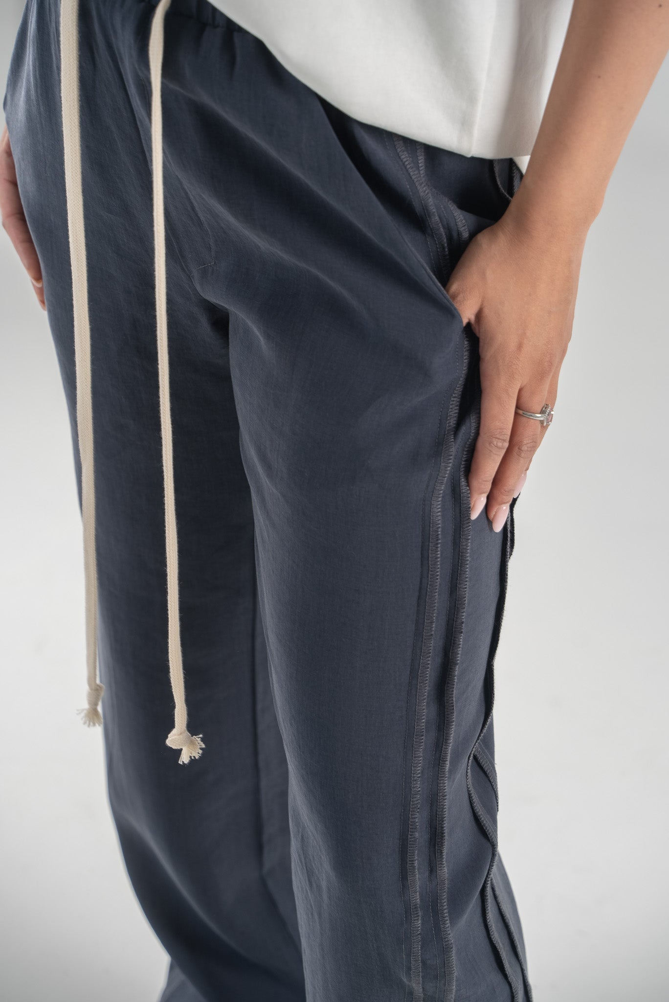 FERE STUDIOS PANTS BAGGY DOUBLE LANE IN GREY ANTHRACITE
