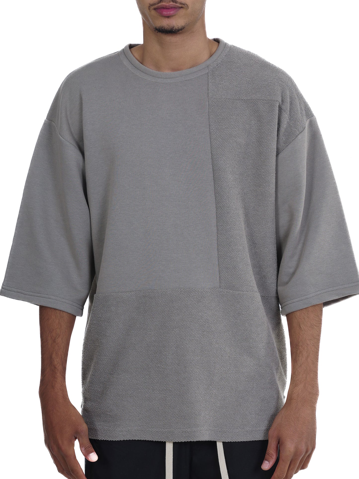 PATCHWORK OVERSIZED T-SHIRT IN GREY