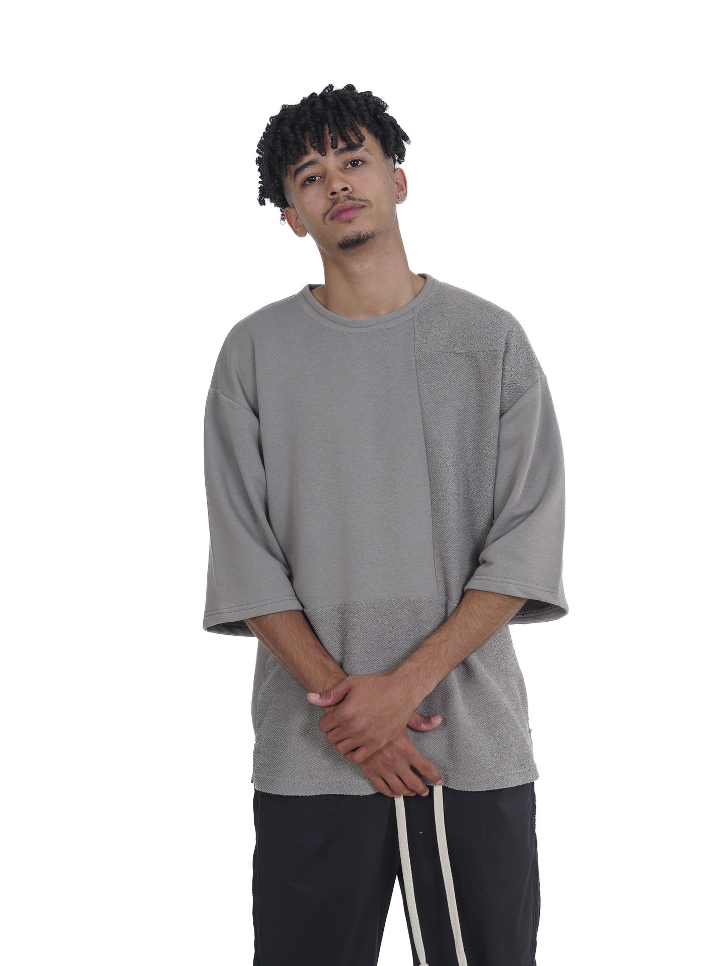 PATCHWORK OVERSIZED T-SHIRT IN GREY