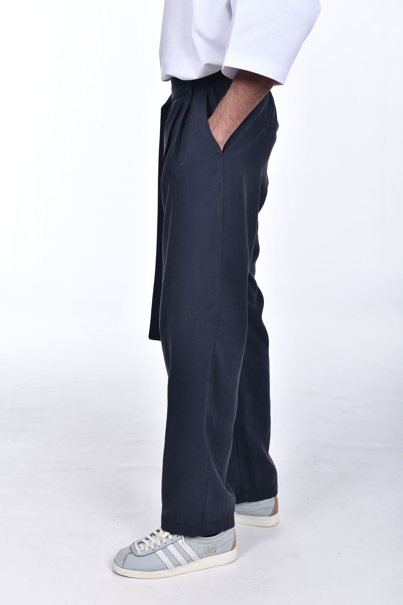 FERE STUDIOS PANTS BAGGY CHINO TROUSERS IN GREY ANTHRACITE