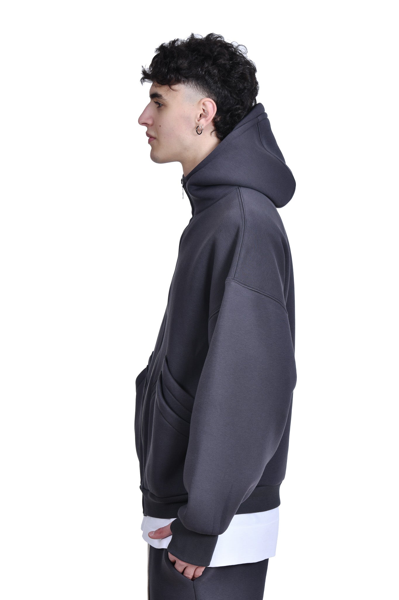 FERE STUDIOS ZIPPER HOODIE IN GRAY