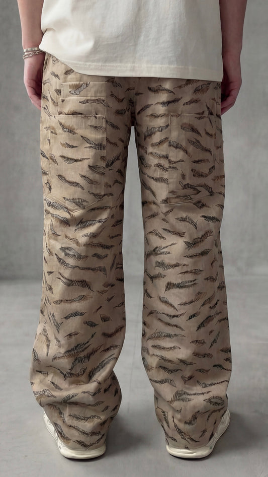 Pantaloni bărbați FS Desert Trousers denim bej - detalii design Fere Studios.