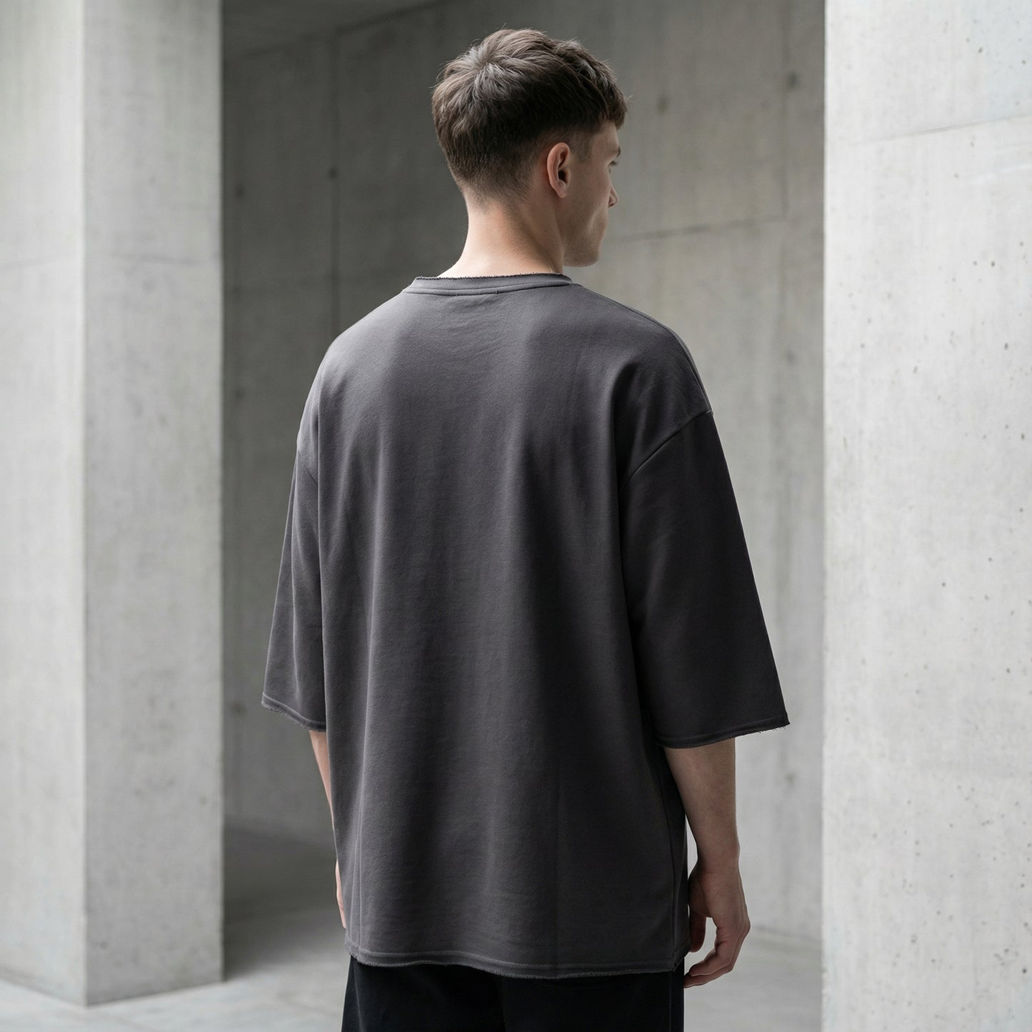 PATCHWORK OVERSIZED T-SHIRT IN GRAY ANTHRACITE