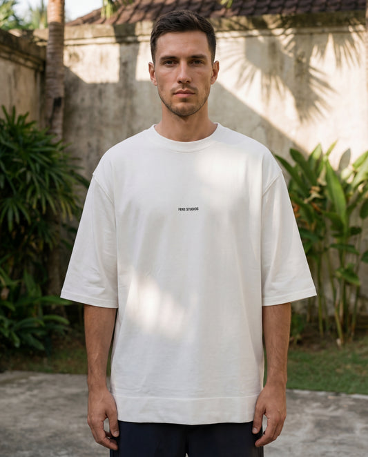 FERE STUDIOS T-SHIRT PALM IN OFF WHITE