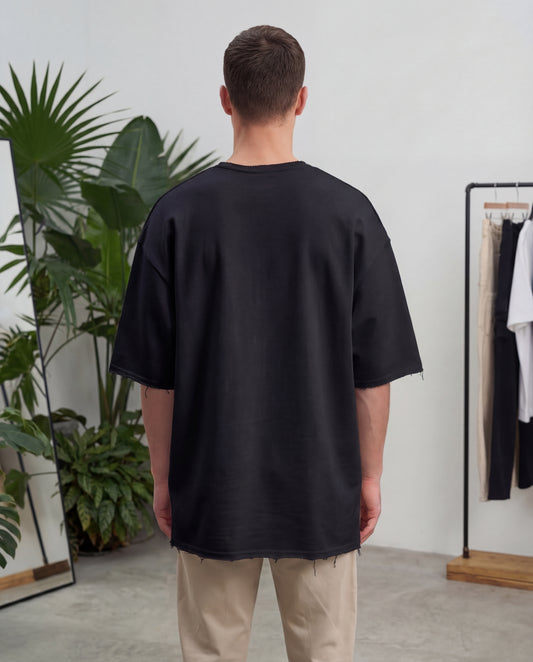 PATCHWORK OVERSIZED T-SHIRT IN BLACK