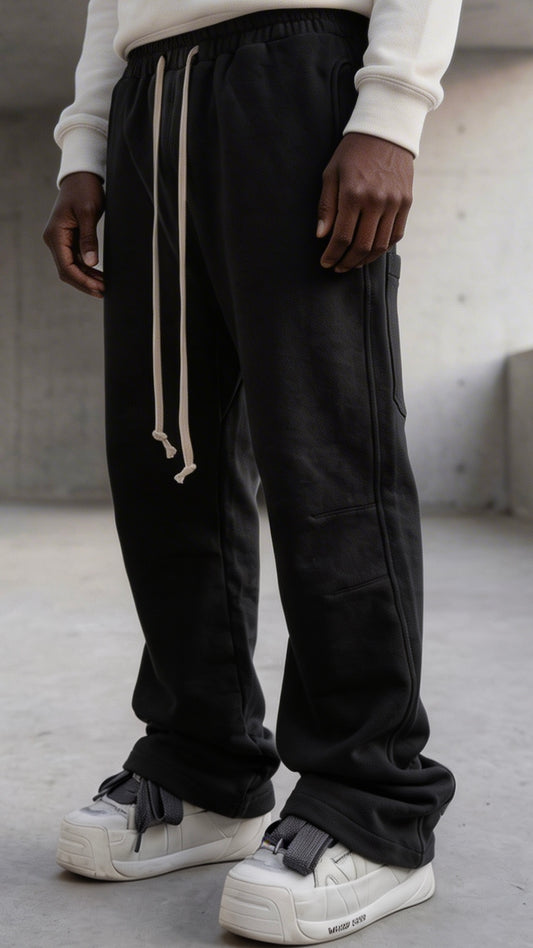 pantaloni negri casual barbati fit larg stil modern minimalist haine premium Fere Studios