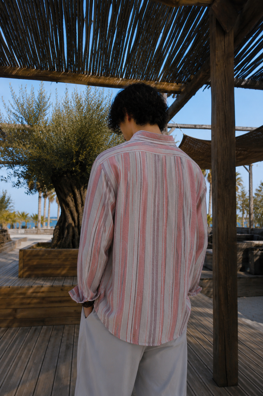 Relaxed Linen-Cotton Shirt in Sand Rose
