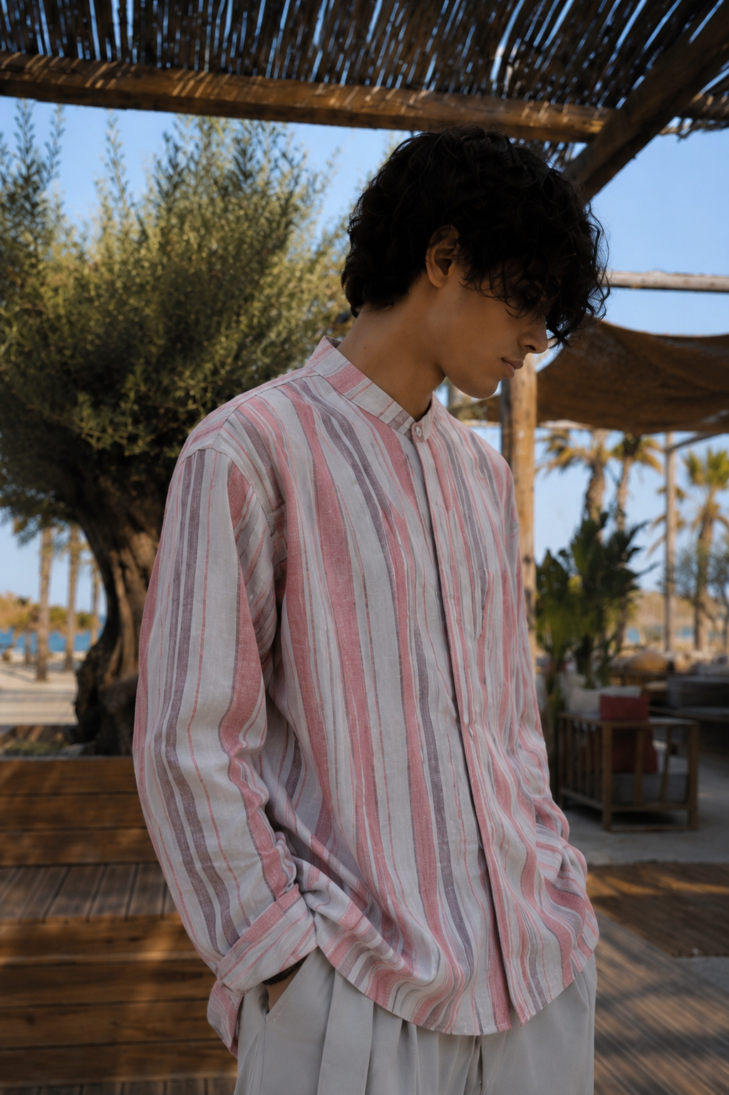 Relaxed Linen-Cotton Shirt in Sand Rose