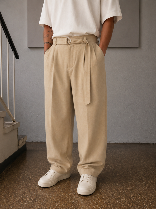 LINEN FS PANTS IN  BEIGE