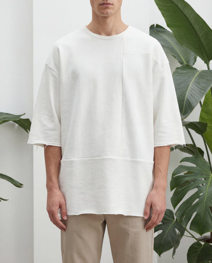 PATCHWORK OVERSIZED T-SHIRT IN OFF WHITE