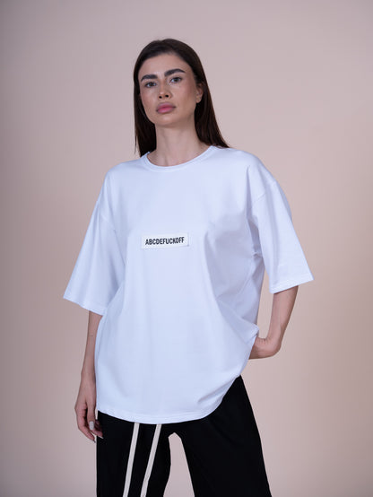 ABCDEFUCKOFF CLASIC OVERSIZED T-SHIRT IN WHITE