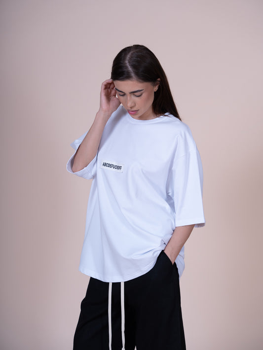 ABCDEFUCKOFF CLASIC OVERSIZED T-SHIRT IN WHITE