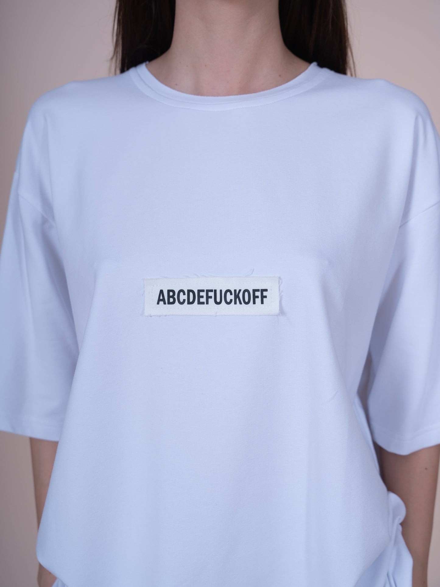 ABCDEFUCKOFF CLASIC OVERSIZED T-SHIRT IN WHITE