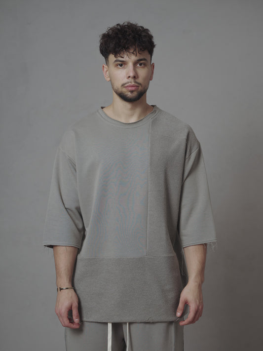 PATCHWORK OVERSIZED T-SHIRT IN GREY