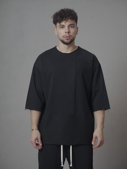 PATCHWORK OVERSIZED T-SHIRT IN BLACK
