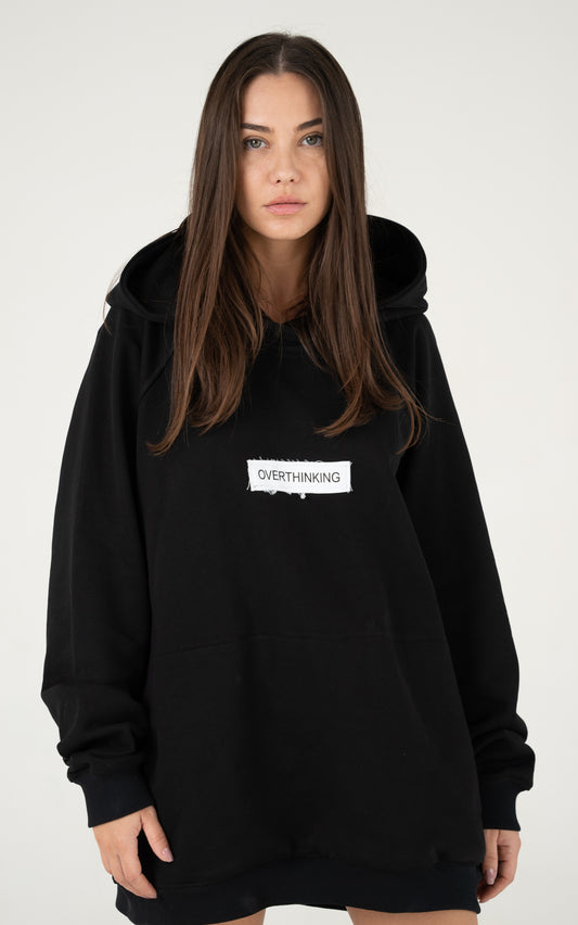 OVERTHINKING HOODIE OVERSIZED IN BLACK