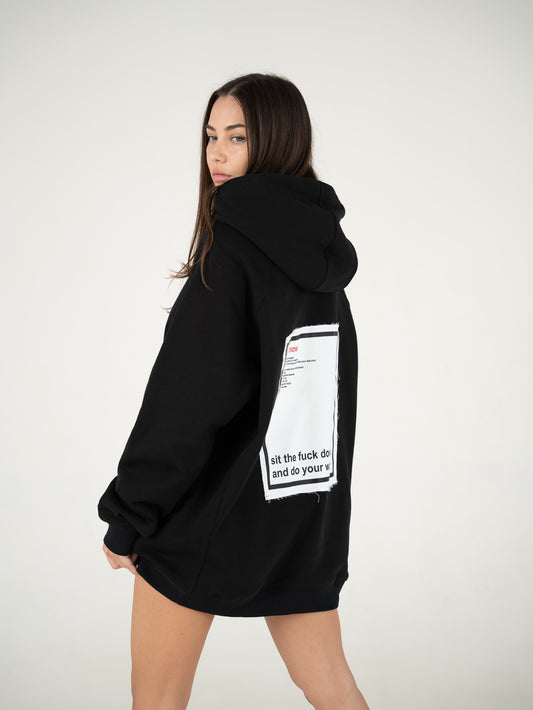 OVERTHINKING HOODIE OVERSIZED IN BLACK