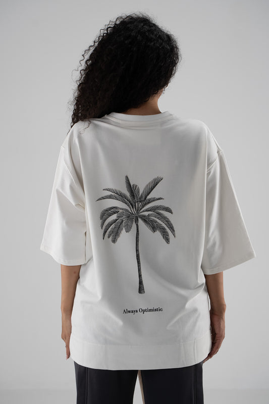 FERE STUDIOS T-SHIRT PALM IN OFF WHITE