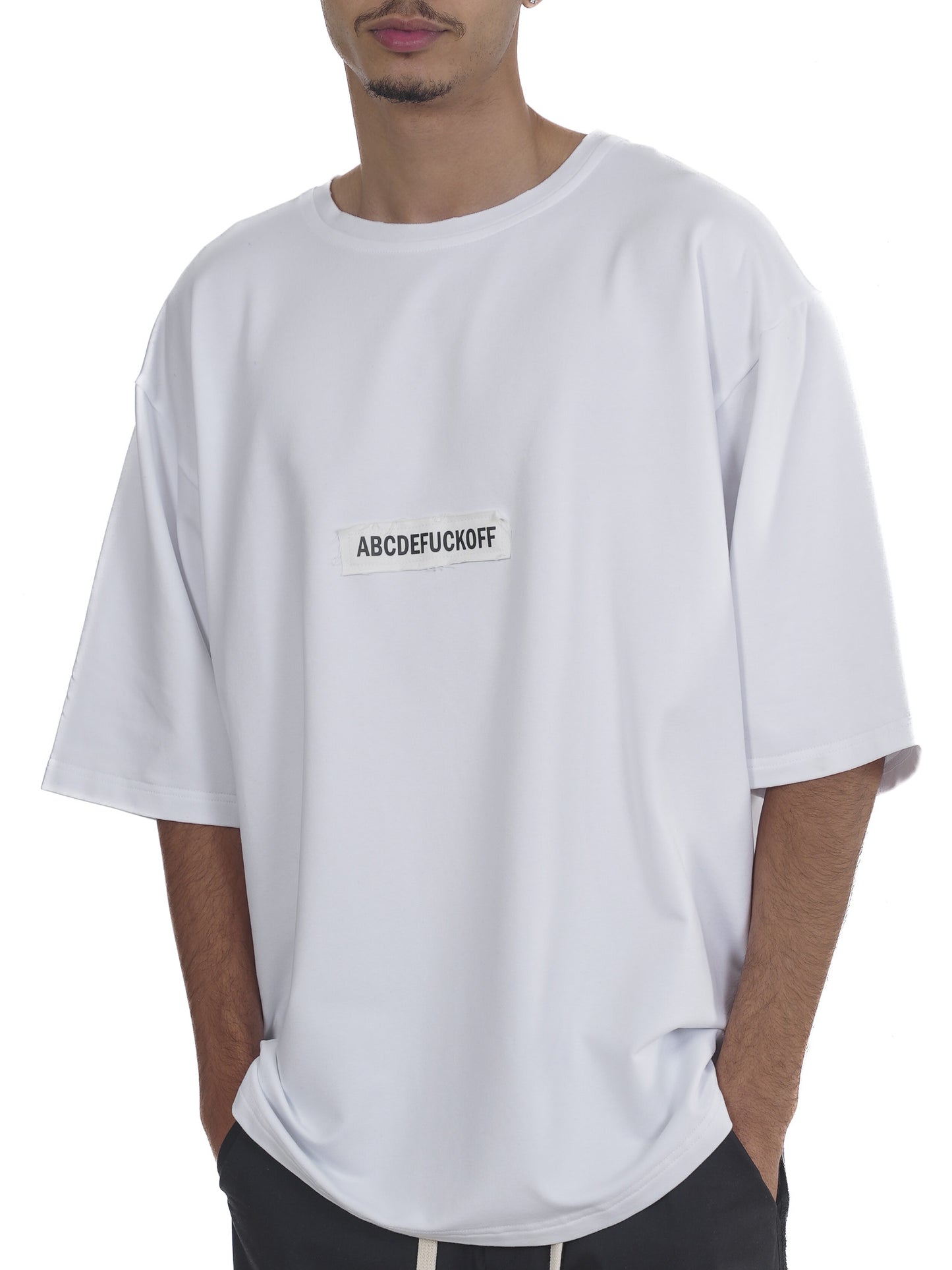 FERE STUDIOS ABCDEFUCKOFF T-SHIRT IN WHITE