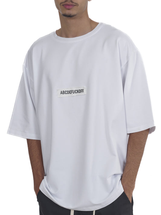 FERE STUDIOS ABCDEFUCKOFF T-SHIRT IN WHITE