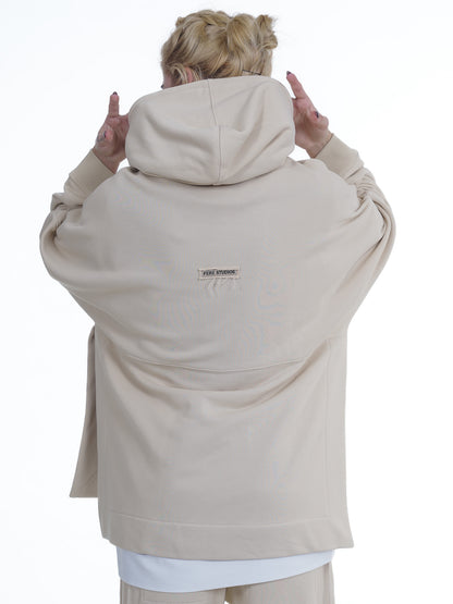 FERE STUDIOS PONCHO HOODIE PURE COTTON IN BEIGE