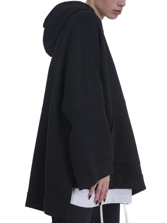 FERE STUDIOS PONCHO HOODIE PURE COTTON IN BLACK