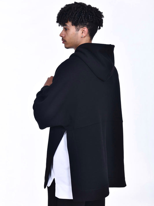 FERE STUDIOS PONCHO HOODIE PURE COTTON IN BLACK