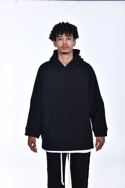 FERE STUDIOS PONCHO HOODIE PURE COTTON IN BLACK