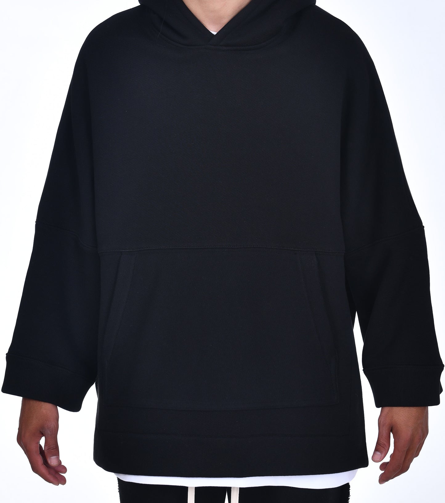 FERE STUDIOS PONCHO HOODIE PURE COTTON IN BLACK