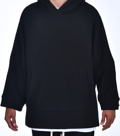 FERE STUDIOS PONCHO HOODIE PURE COTTON IN BLACK