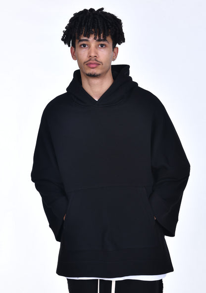 FERE STUDIOS PONCHO HOODIE PURE COTTON IN BLACK