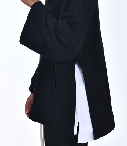 FERE STUDIOS PONCHO HOODIE PURE COTTON IN BLACK