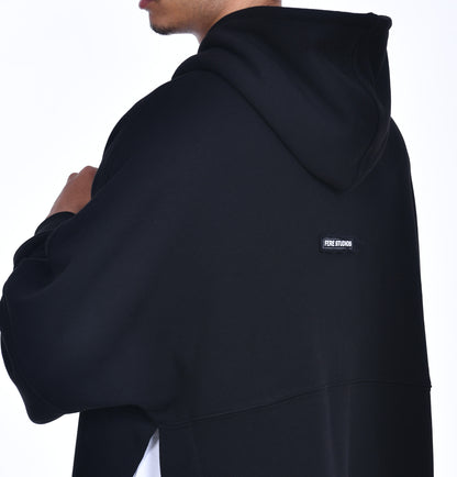 FERE STUDIOS PONCHO HOODIE PURE COTTON IN BLACK
