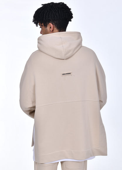 FERE STUDIOS PONCHO HOODIE PURE COTTON IN BEIGE