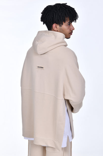 FERE STUDIOS PONCHO HOODIE PURE COTTON IN BEIGE