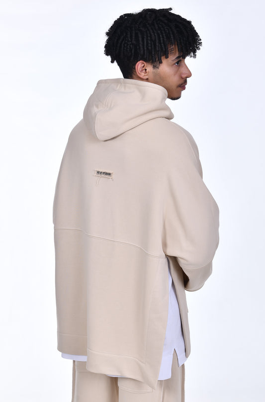 FERE STUDIOS PONCHO HOODIE PURE COTTON IN BEIGE