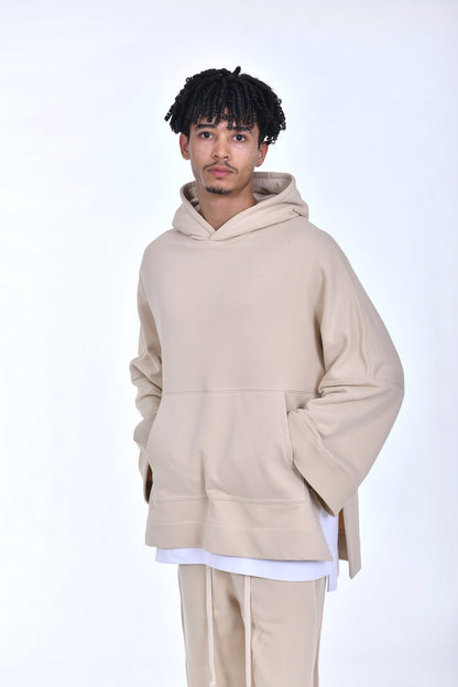 FERE STUDIOS PONCHO HOODIE PURE COTTON IN BEIGE
