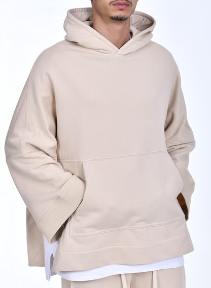 FERE STUDIOS PONCHO HOODIE PURE COTTON IN BEIGE