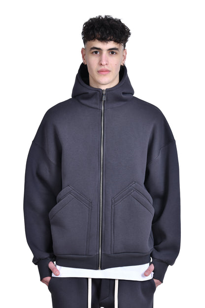 FERE STUDIOS ZIPPER HOODIE IN GRAY