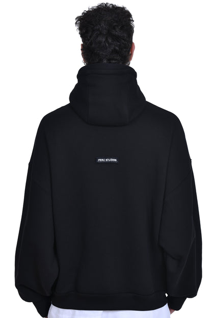 FERE STUDIOS ZIPPER HOODIE IN BLACK
