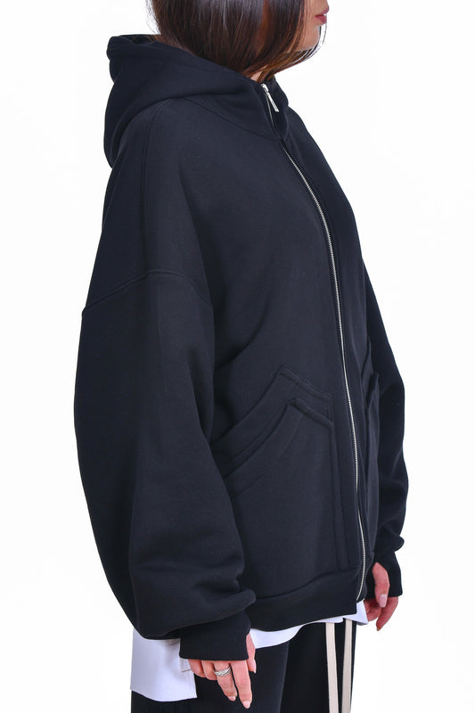 FERE STUDIOS ZIPPER HOODIE IN BLACK