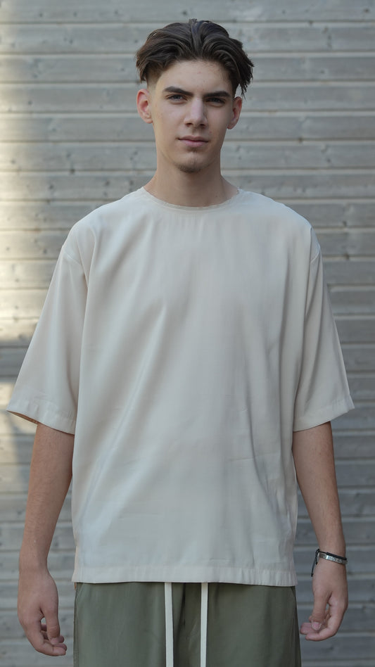 FERE STUDIOS T-SHIRT IN TENCEL BEIGE