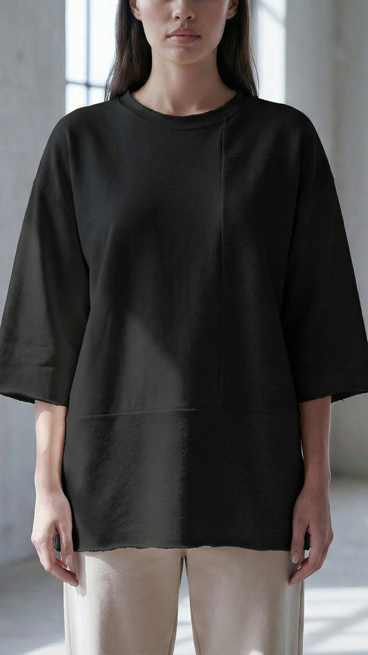 PATCHWORK OVERSIZED T-SHIRT IN BLACK