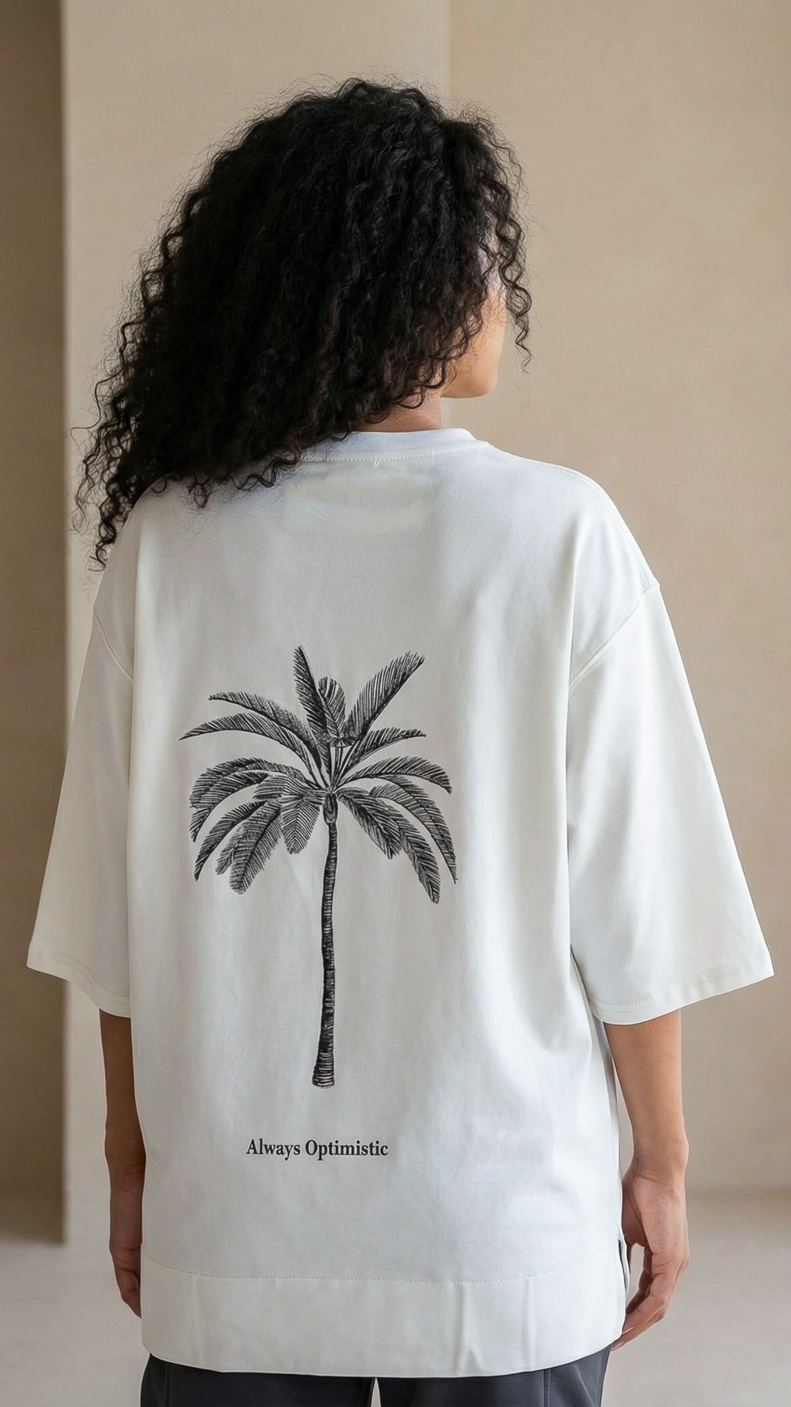FERE STUDIOS T-SHIRT PALM IN OFF WHITE