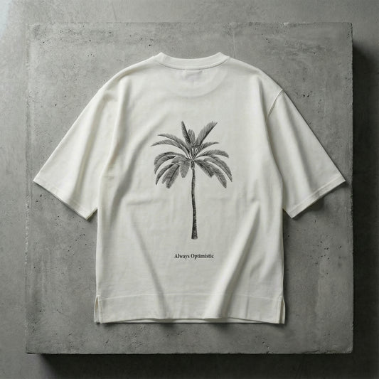 FERE STUDIOS T-SHIRT PALM IN OFF WHITE