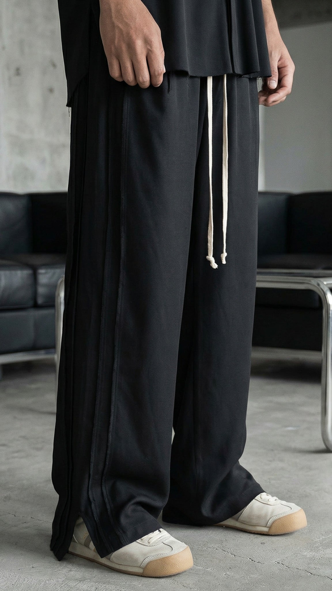 FS BAGGY PANTS DOUBLE LANE IN BLACK